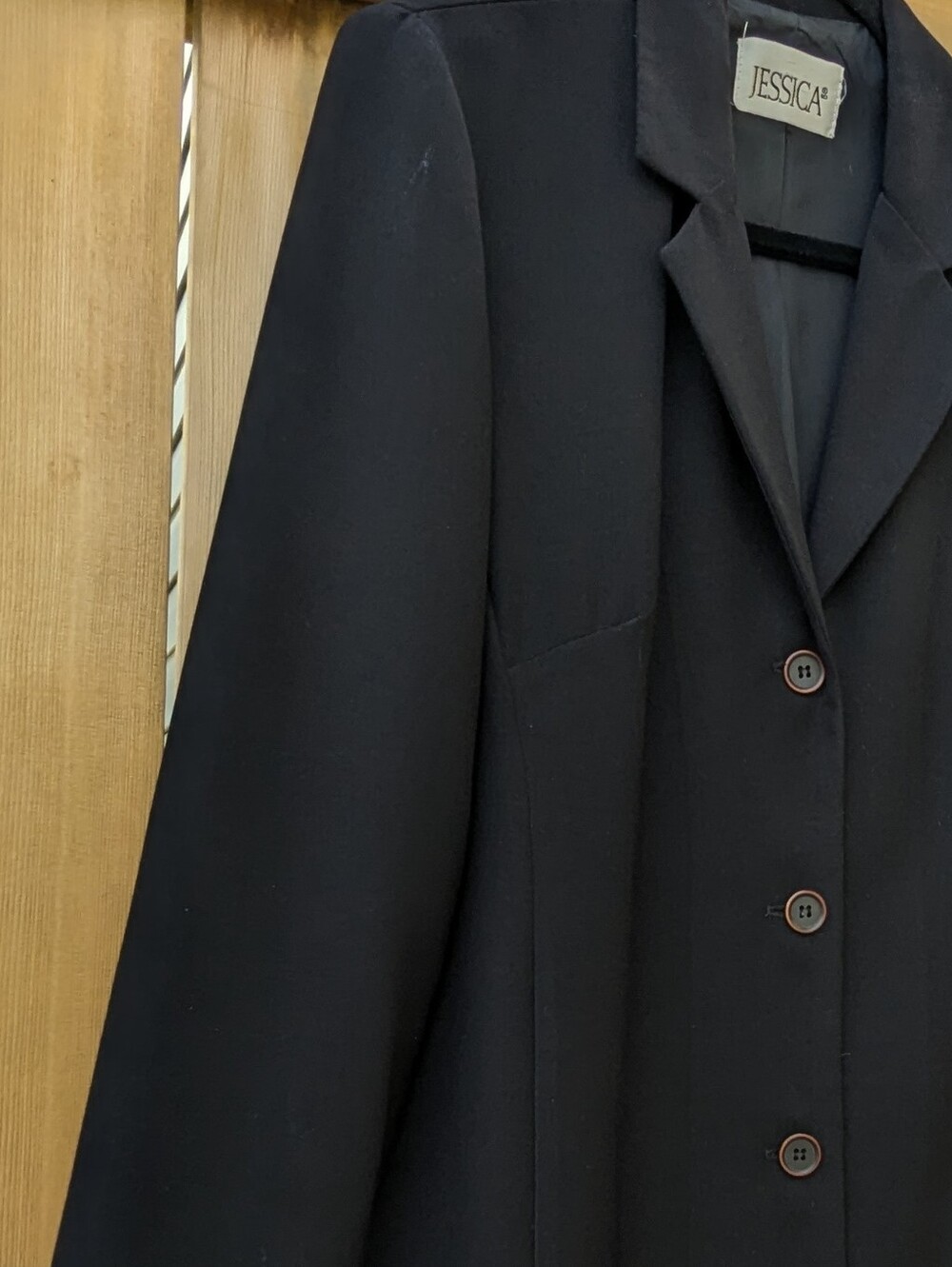 Vintage Jessica Black Longline Blazer Coat Office Siren Corpcore 90s Minimalist - Picture 12 of 13